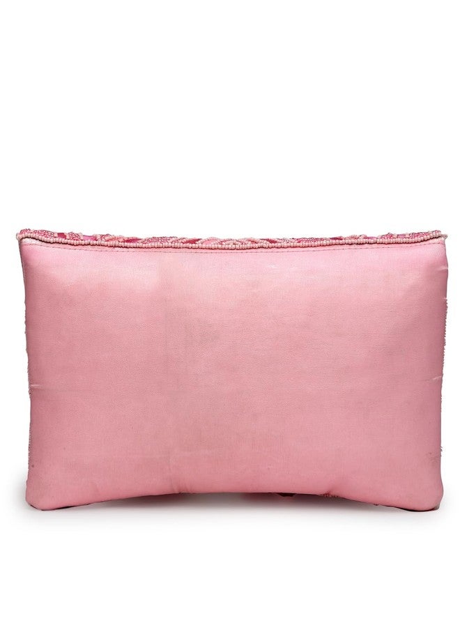 Anekaant Boho Pink Abstract Embellished Satin Sling Bag - Image 5